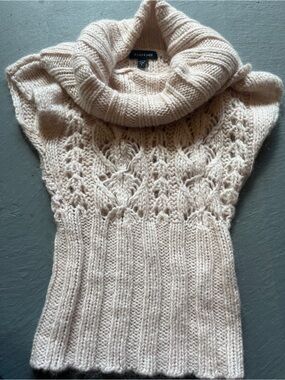bebe Cream PinkCable Knit Cowl Turtleneck Sweater Vest